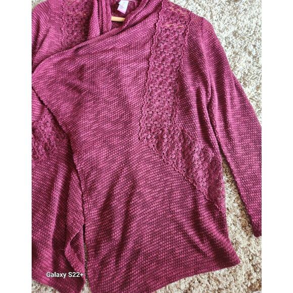 C1 No Boundaries burgundy lacey shrug - Picture 10 of 10